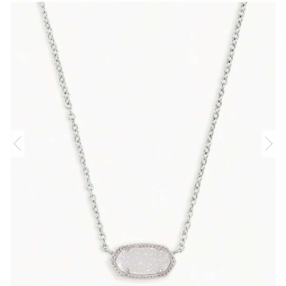 KENDRA SCOTT SILVER NECKLACE W IRIDESCENT PENDANT